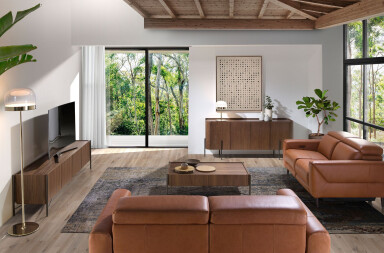 3240 - Tv Stand Walnut and Dark Steel