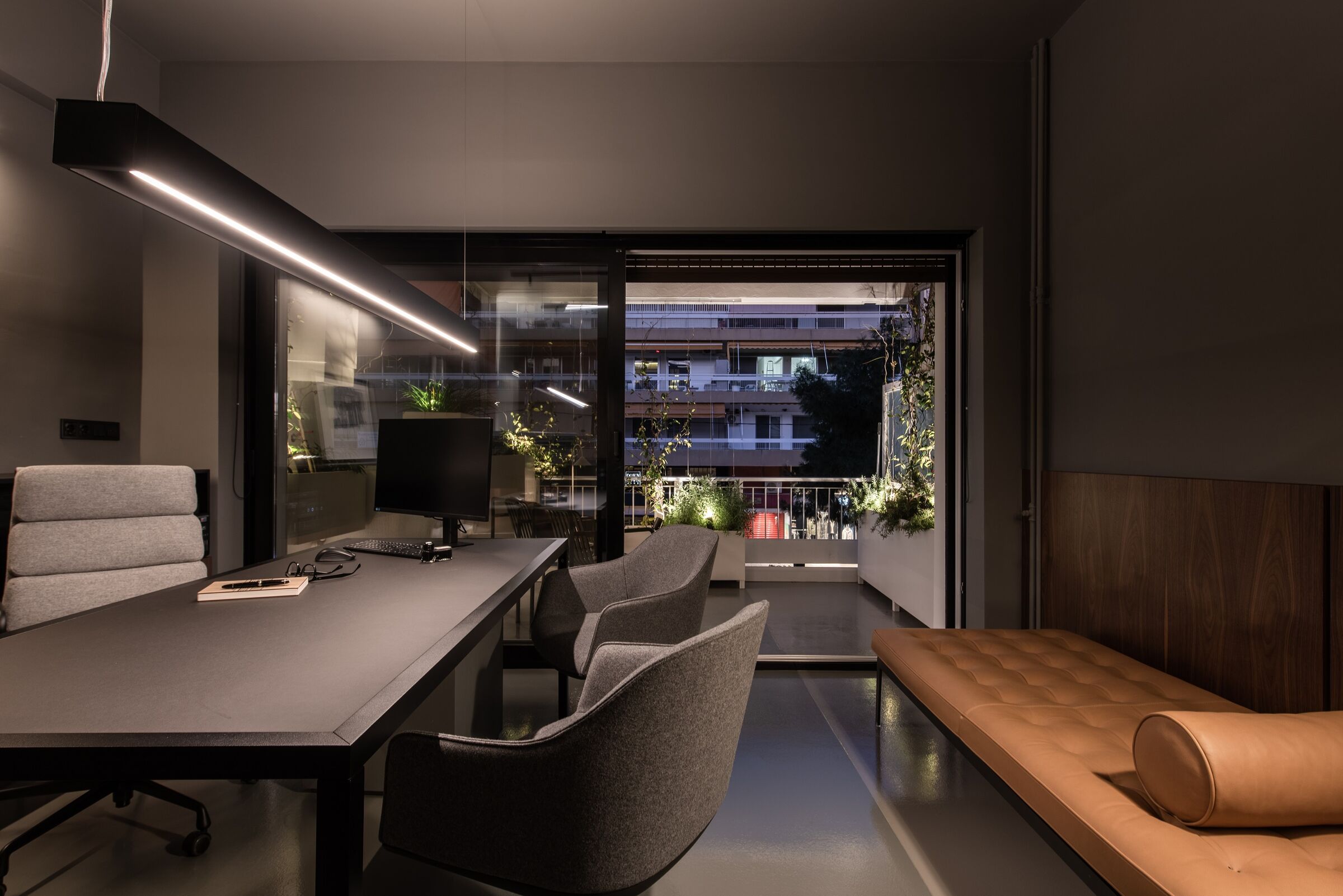 View towards a front terrace greenery