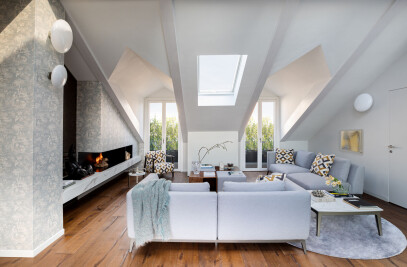 Attic above the rooftops of Turin
